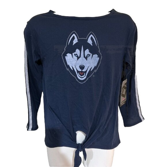 NEW UConn Huskies Colosseum Athletics Blue Tie Scoop Neck LS Shirt Girls M (7-8) - Picture 1 of 6